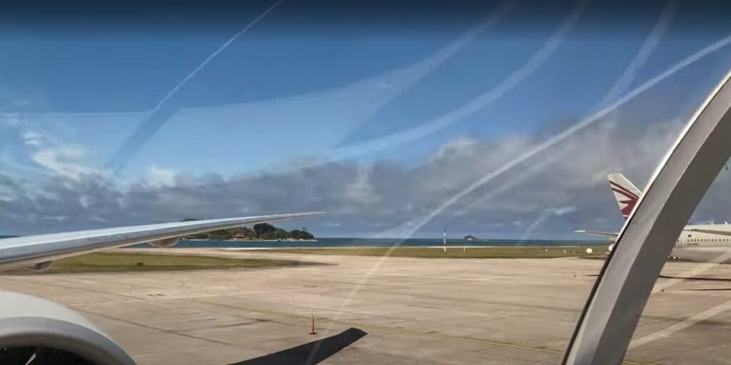 View of the airport from aircraft door